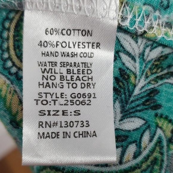 Umgee Green Paisley Tunic Fringe Dress, Size S - Picture 8 of 8